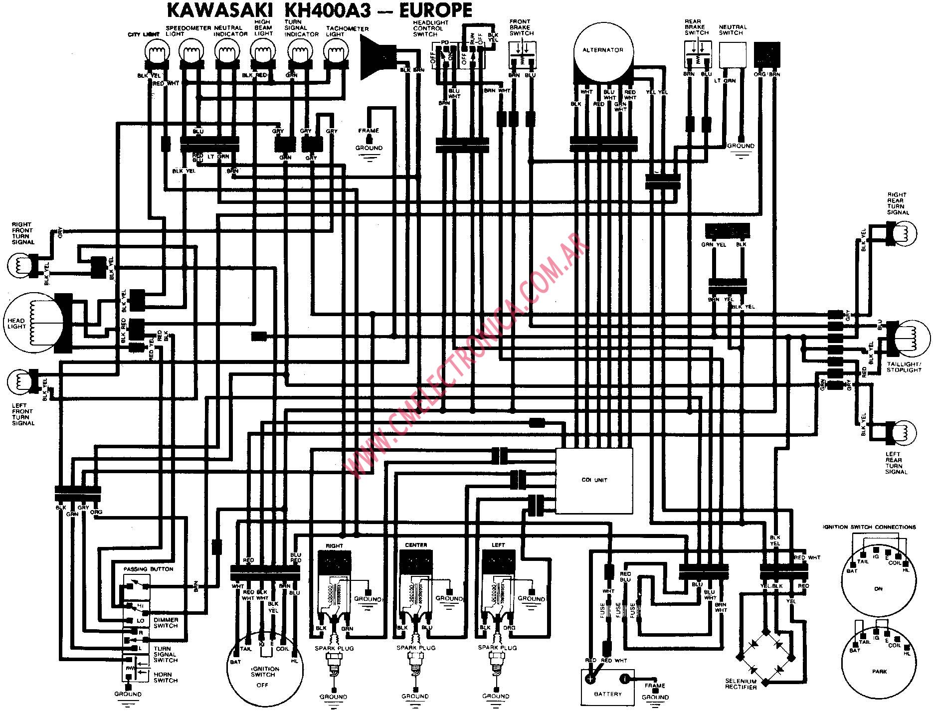 Diagrama Kawasaki Kh400a3 Eu